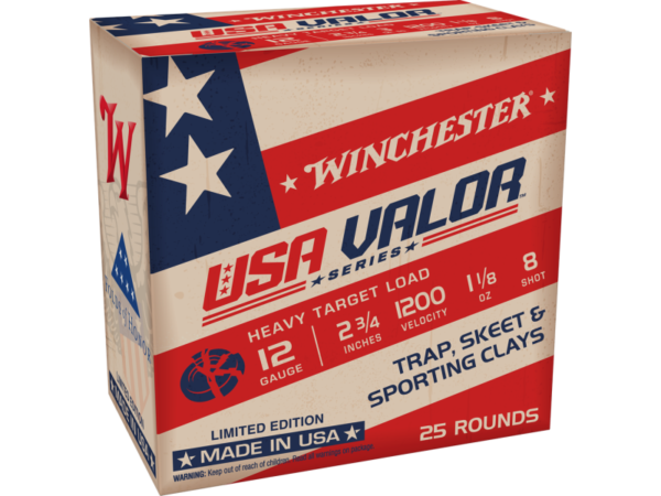 Winchester USA Valor 12 Ga 1 1/8 Oz #8 2.75" 25 Shells